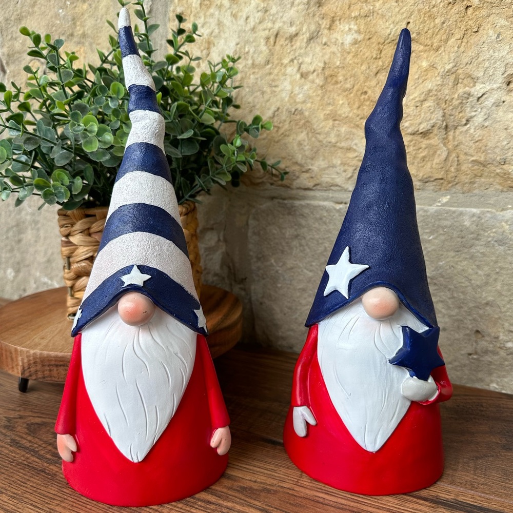 🆕 Set of 2 | Patriotic 12" H Resin Gnomes!